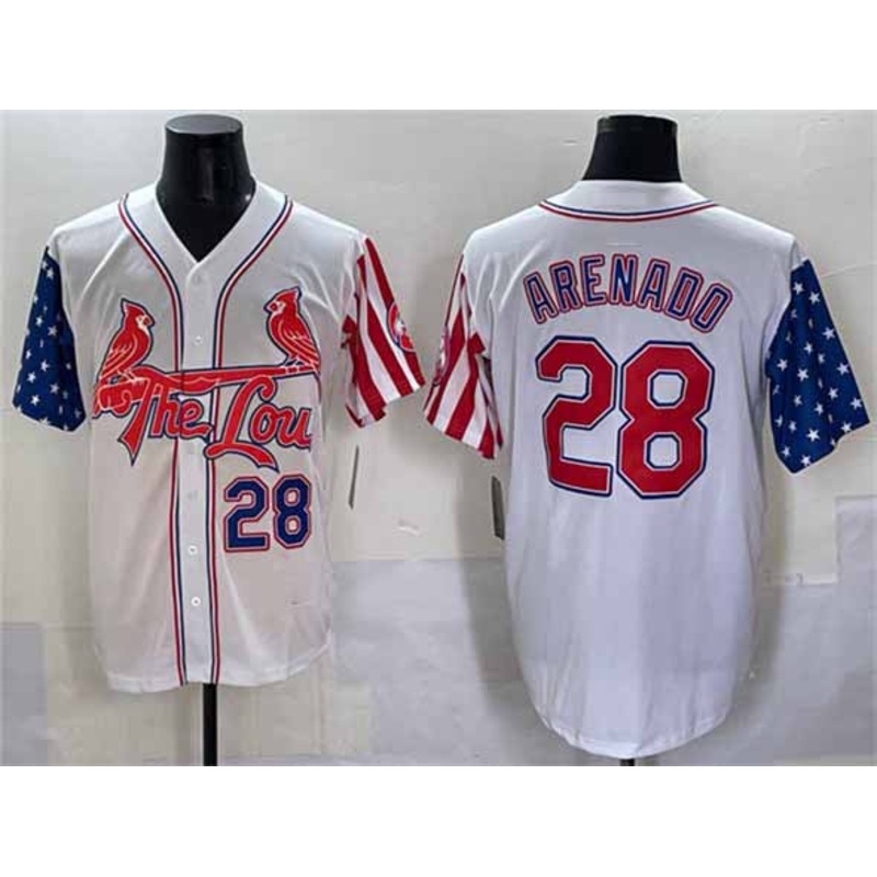 St. Louis Cardinals #28 Nolan Arenado White Independence Day Vapor Premier Limited Stitched Baseball Jersey