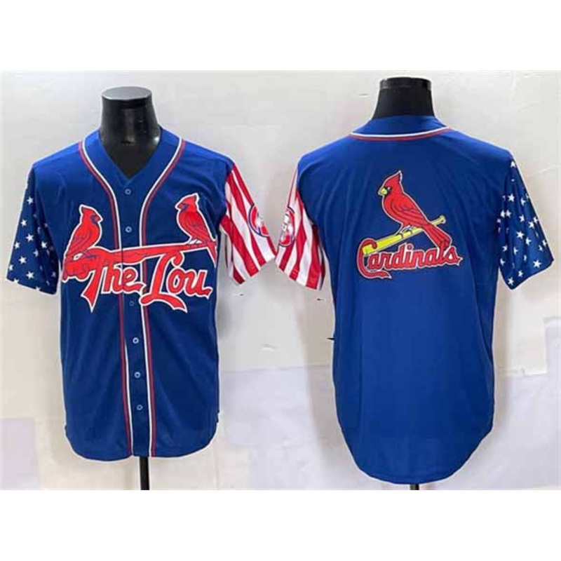 St. Louis Cardinals Team Big Logo Royal Independence Day Vapor Premier Limited Stitched Baseball Jersey