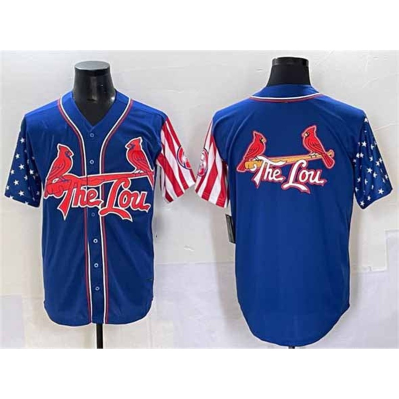 St. Louis Cardinals Team Big Logo Royal Independence Day Vapor Premier Limited Stitched Baseball Jerseys