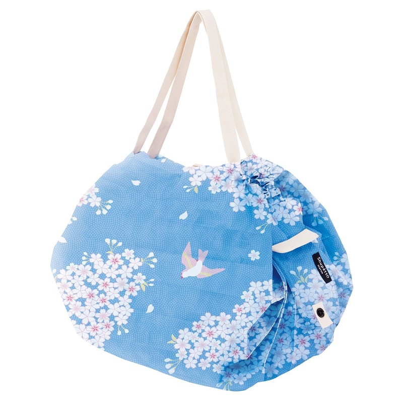 Shupatto Foldable Tote (M) – Hana Ni Tori (Blue)