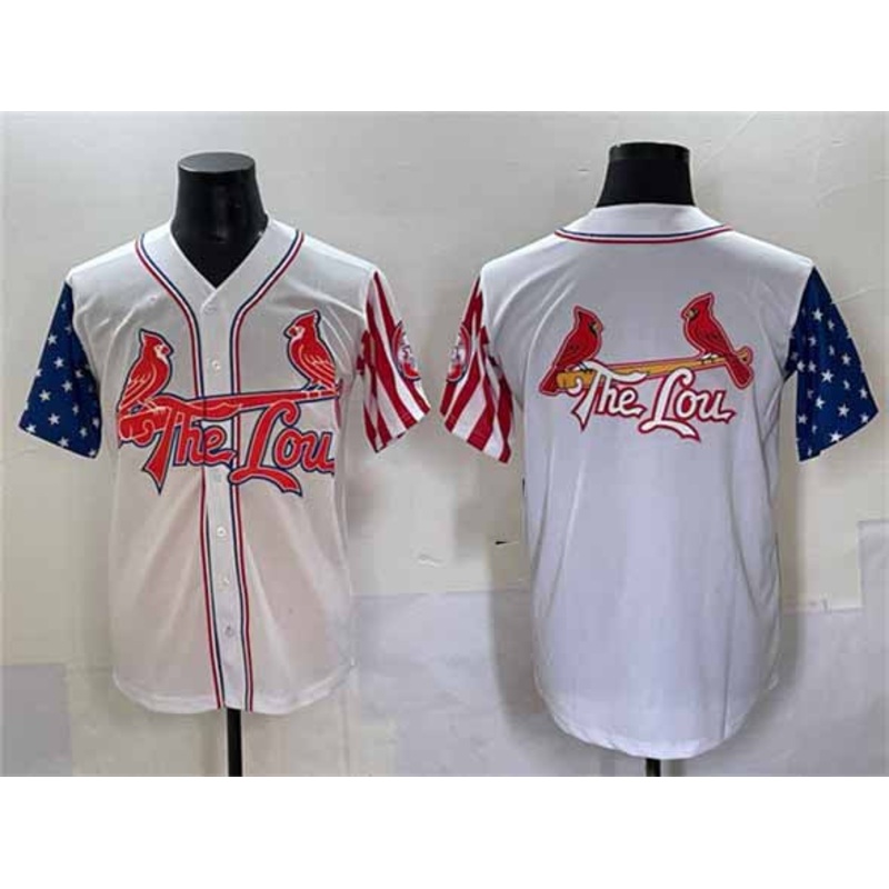 St. Louis Cardinals Team Big Logo White Independence Day Vapor Premier Limited Stitched Baseball Jersey