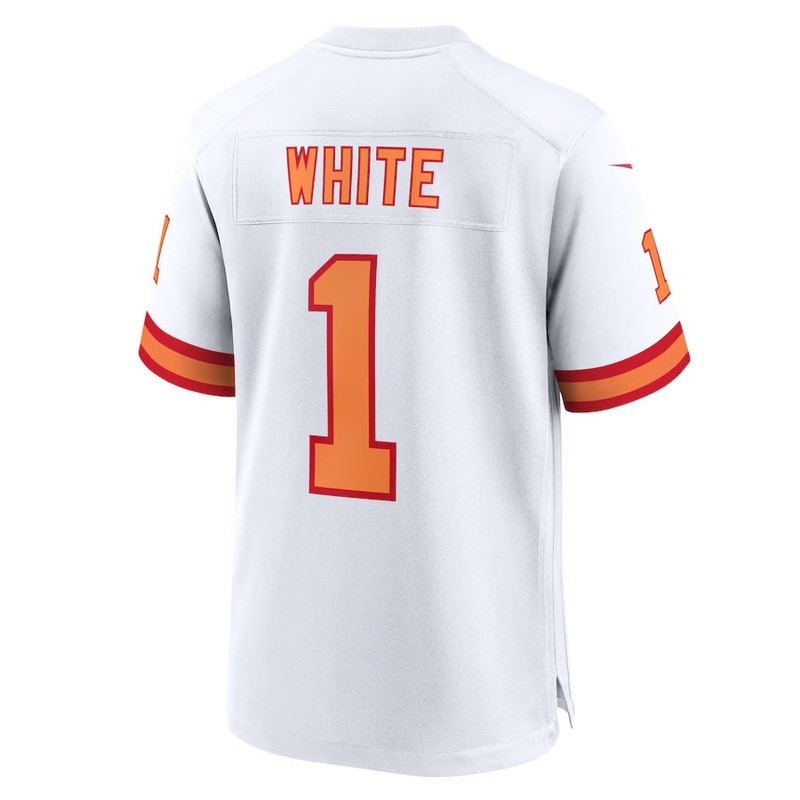 TB.Buccaneers #1 Rachaad White ’76 White 50th Season Game Stitched American Football Jerseys