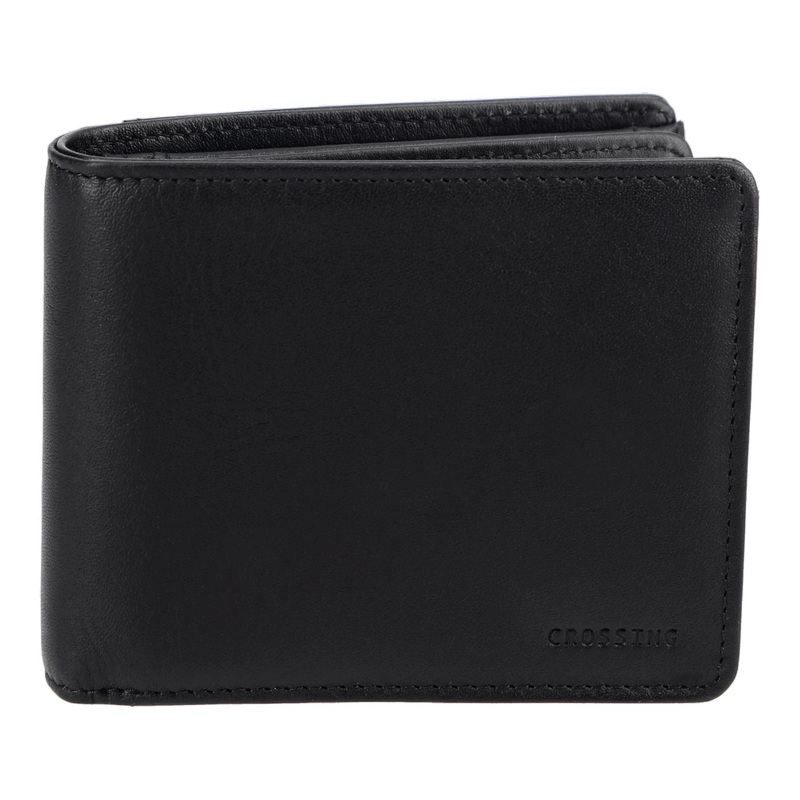 Crossing Vintage Slim Leather Wallet With Coin Pocket [8 Card Slots] – Black