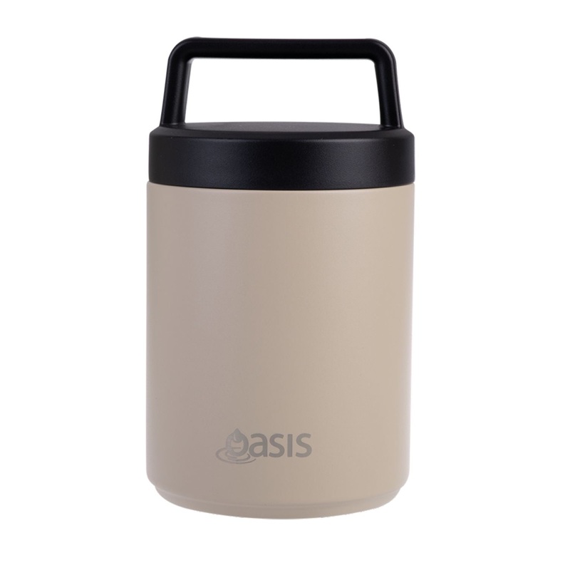 Oasis Stainless Steel Insulated Dual Compartment Food Jar with Handle 480ML – Latte
