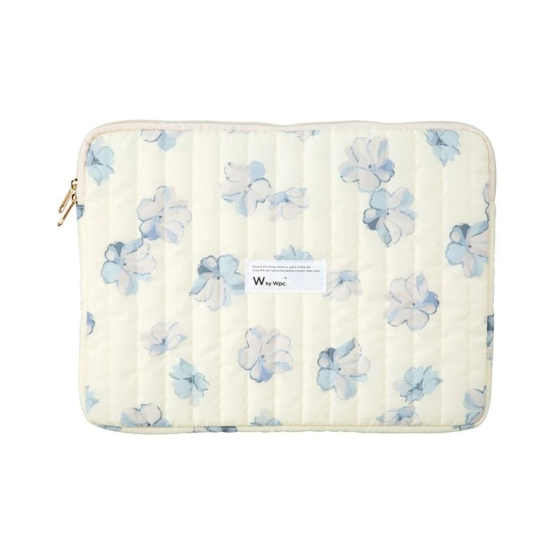 WPC Quilting Laptop Case L (15cm) Water Repellent (Creamy Flower Off White)