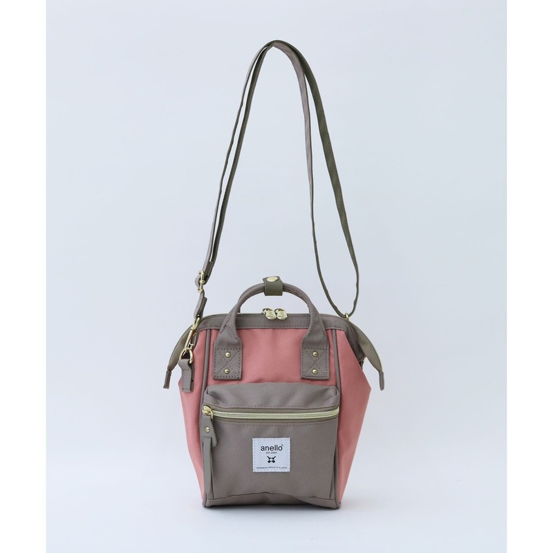 Anello Cross Bottle Kuchigane 2 Way Micro Shoulder Bag (Pink/Beige)