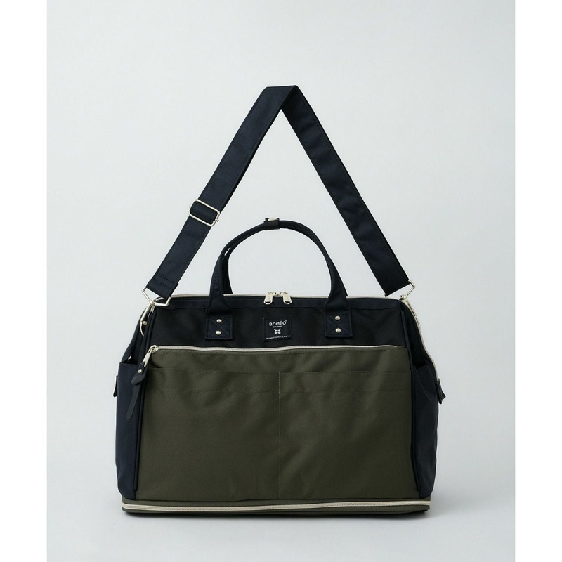 Anello Cross Bottle Kuchigane 2Way Boston Bag (Navy/Olive/Black)