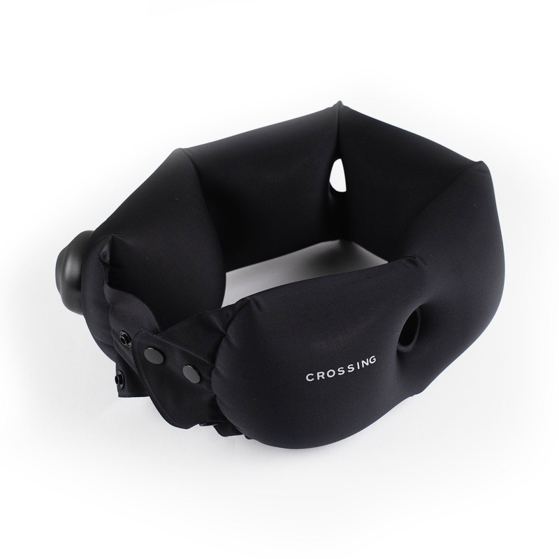 Crossing Inflatable Air Pump Neck Travel Pillow – Black