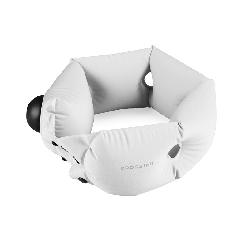Crossing Inflatable Air Pump Neck Travel Pillow – Grey