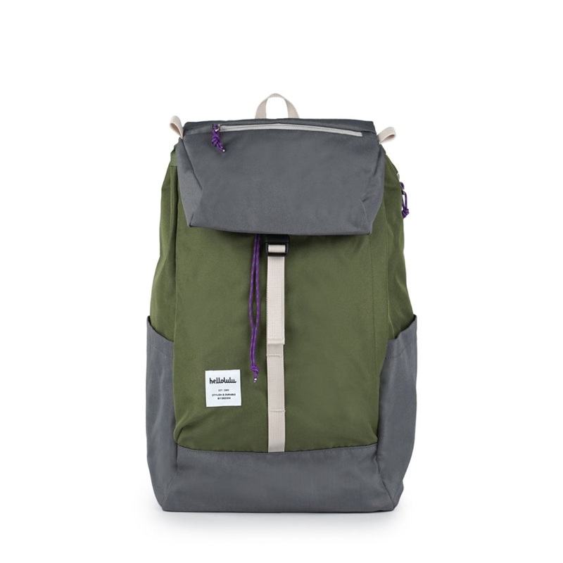Hellolulu Saro Utility Flap Backpack M (Oil Green/Cool Gray)