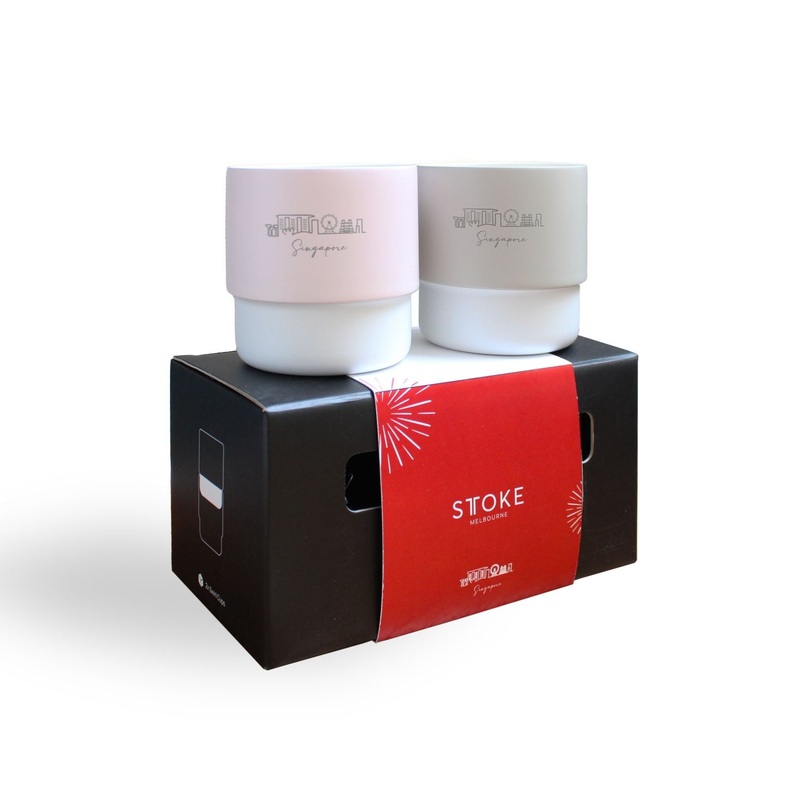 STTOKE Swirl Home Cup 7oz – Singapore (Champagne Grey / Raspberry Rose)