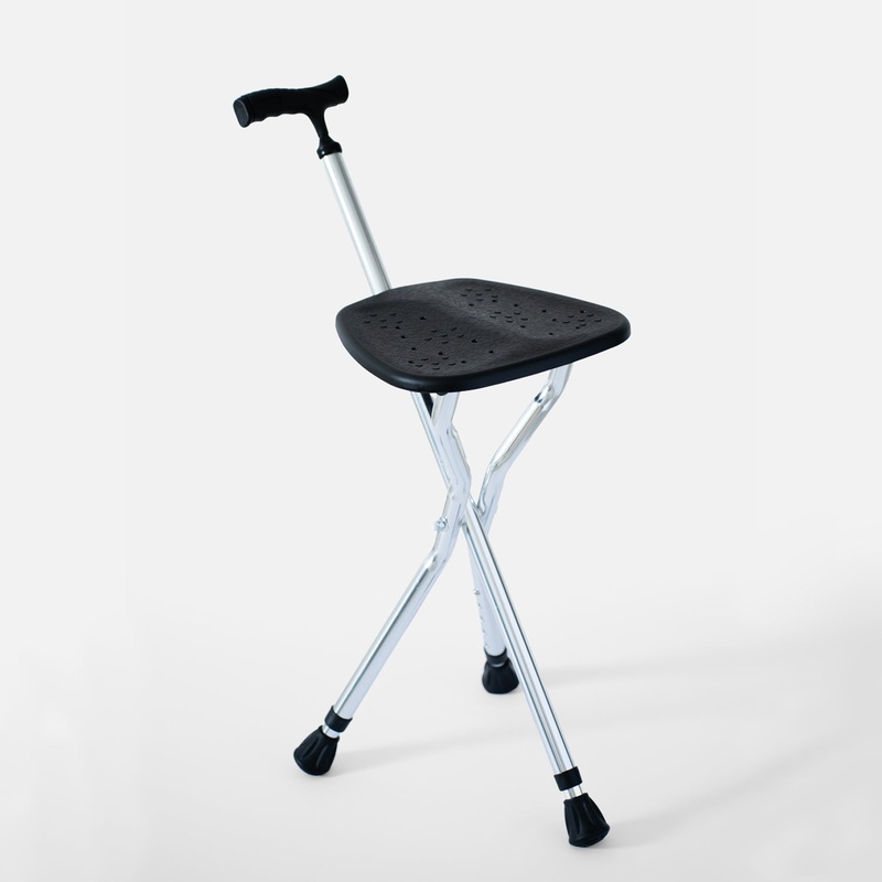 Crossing Folding Walking Stick With Seat – Black