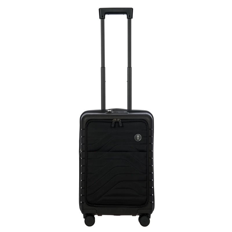 BRIC’S Ulisse 21 Expandable Carry On Luggage Spinner With Front Pocket (Black)