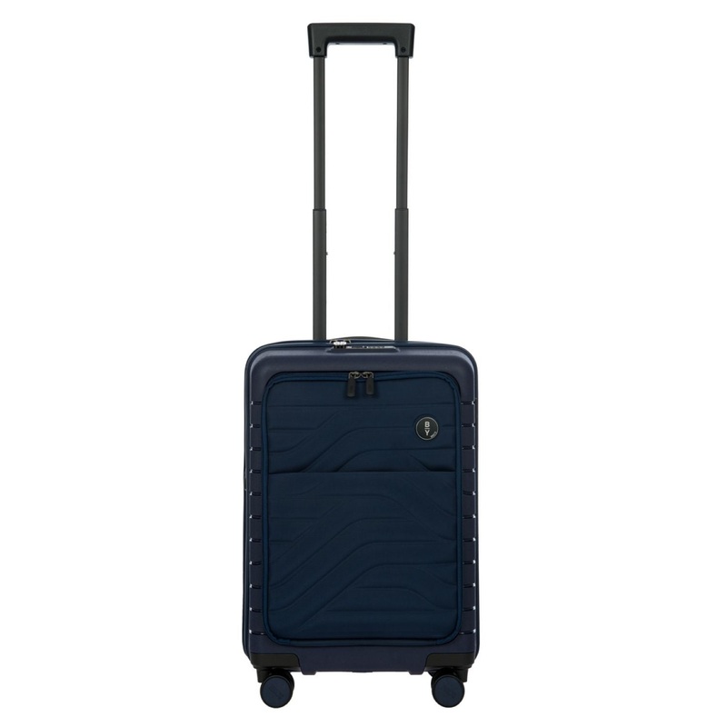 BRIC’S Ulisse 21 Expandable Carry On Luggage Spinner With Front Pocket (Ocean Blue)