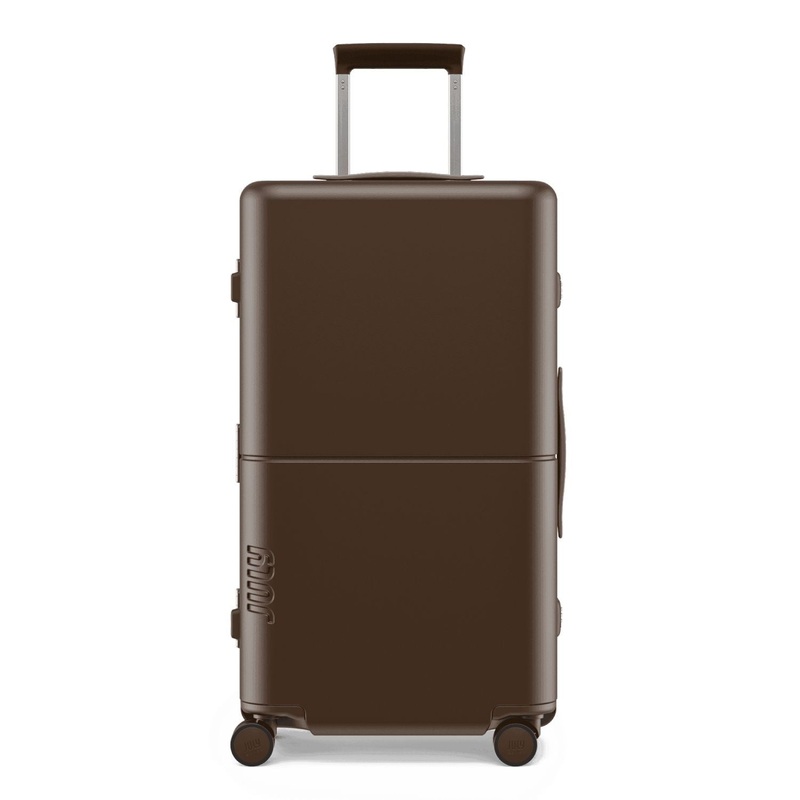 July Checked Trunk Polycarbonate Frame 28 Luggage – Brown