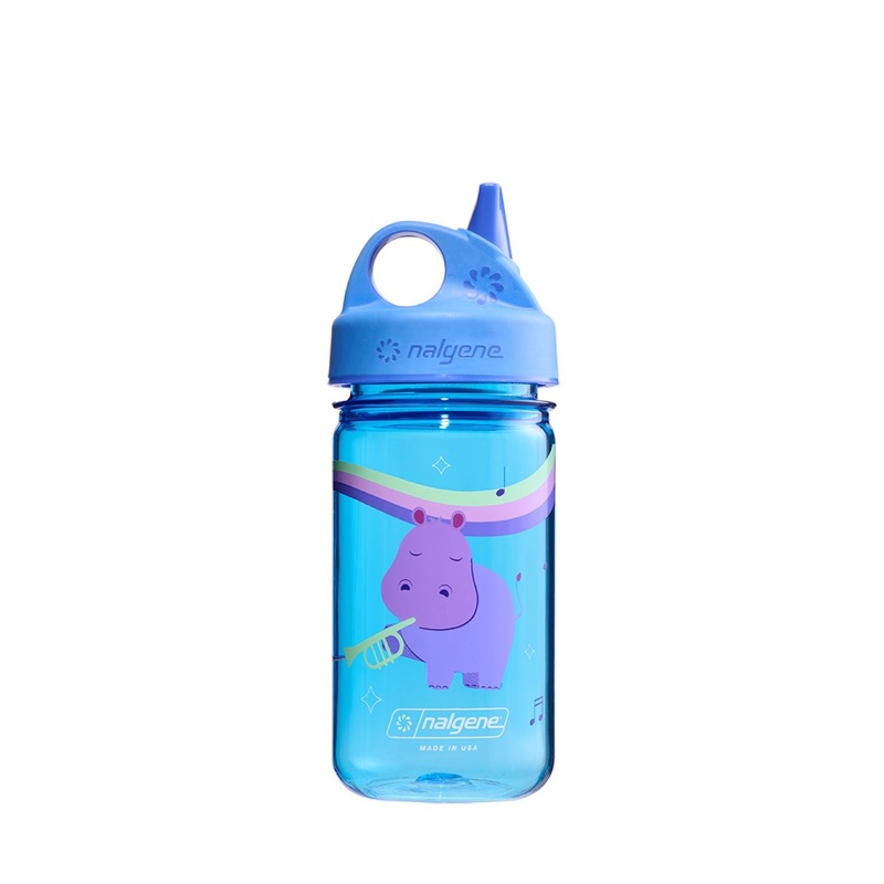 Nalgene 12oz Kids Grip-N-Gulp Sustain Graphic Water Bottle – Blue Musical Hippo