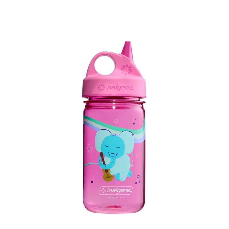 Nalgene 12oz Kids Grip-N-Gulp Sustain Graphic Water Bottle – Pink Musical Elephant