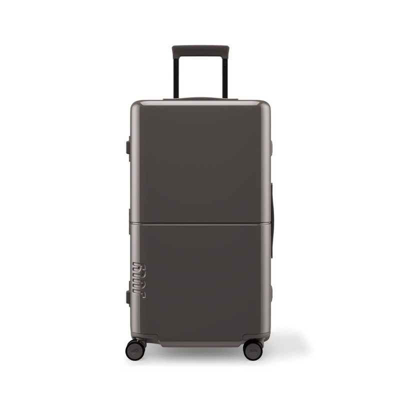 July Checked Trunk Polycarbonate Frame 28 Luggage – Grey