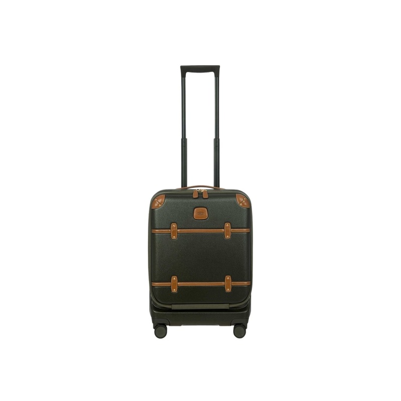 BRIC’S Bellagio 3 21 Expandable Carry-On Luggage Spinner + Pocket with USB (Olive)