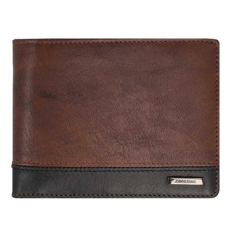 Crossing Antique Bi-fold Leather Wallet With Coin Pouch – Timber – Cafe