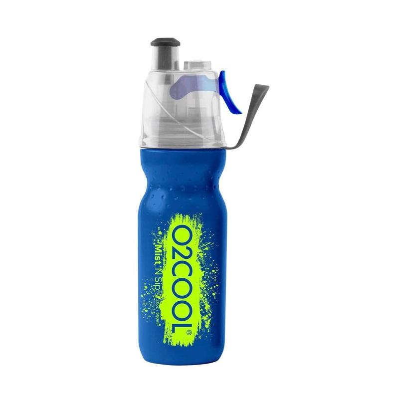 O2COOL Arctic Squeeze Mist ‘N Sip 20oz Classic Brush Sp5 Water Bottle (Blue Green)