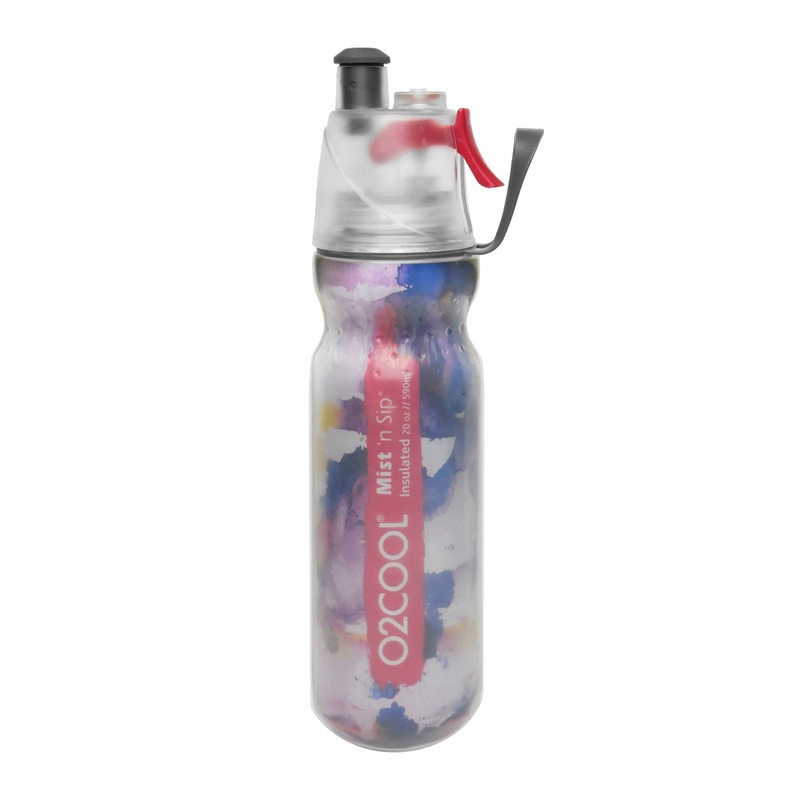O2COOL Arctic Squeeze Mist ‘N Sip Insulated Water Bottle 20oz (Watercolor C)