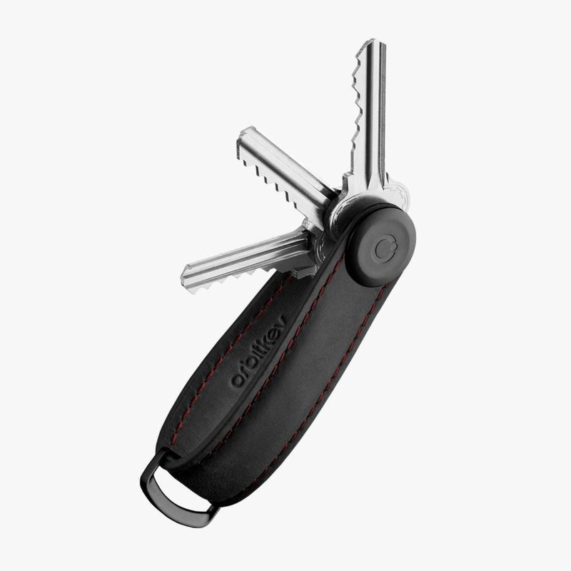 Orbitkey Crazy Horse Leather Key Organiser (Obsidian/Red)