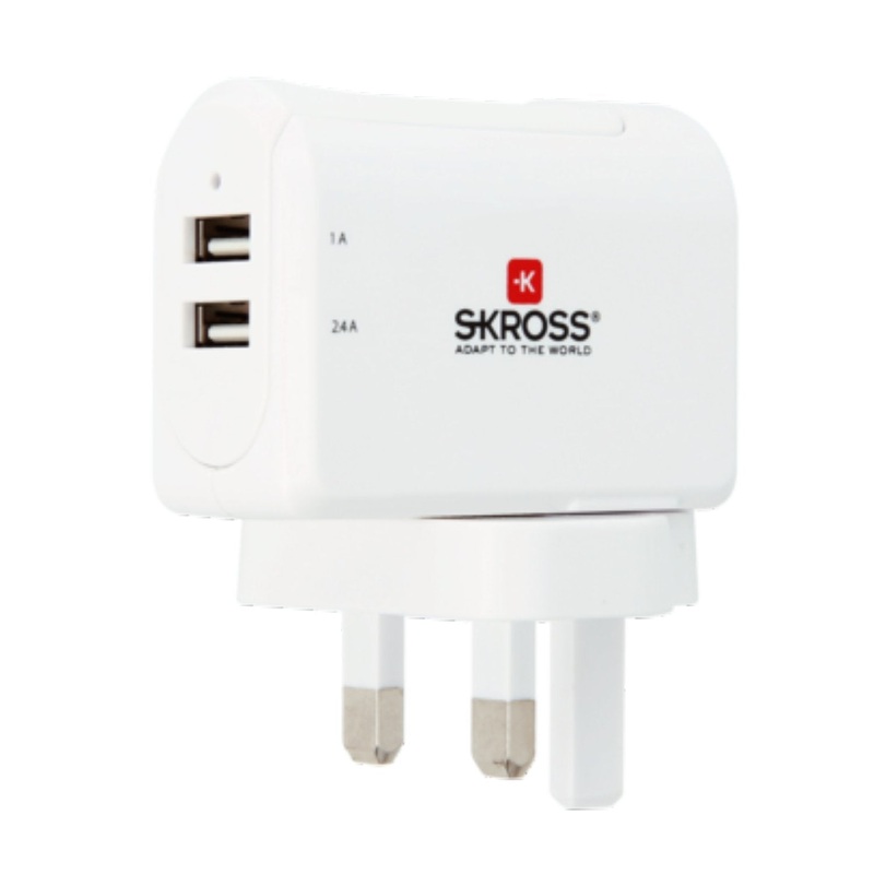 Skross UK 2 Port USB Charger (3.4A) – White