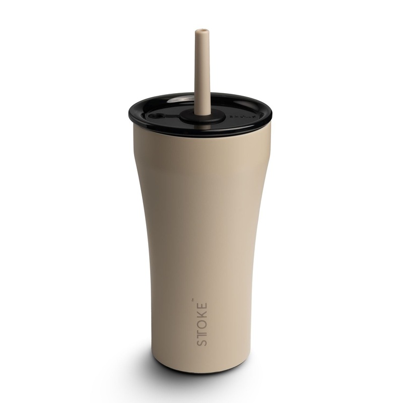 STTOKE Earth Leakproof Ceramic Insulated Cup Powder Coating With Straw 20oz – Mousse Taupe
