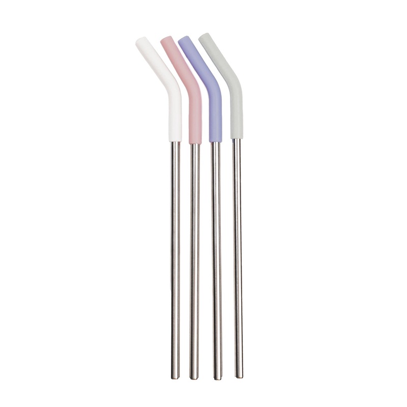 Crossing Reusable Stainless Steel Straw 4-Pc Set – Cotton/Dusty Rose/Heirloom Blue/Pistachio