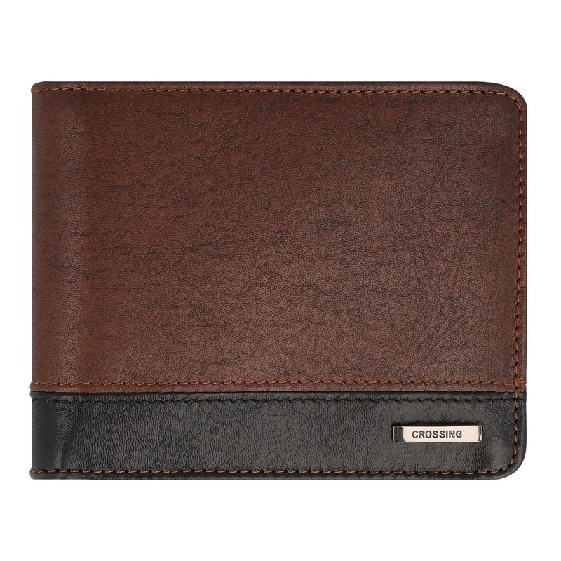 Crossing Antique Bi-fold Leather Wallet With Flap And Coin Pouch – Timber – Cafe