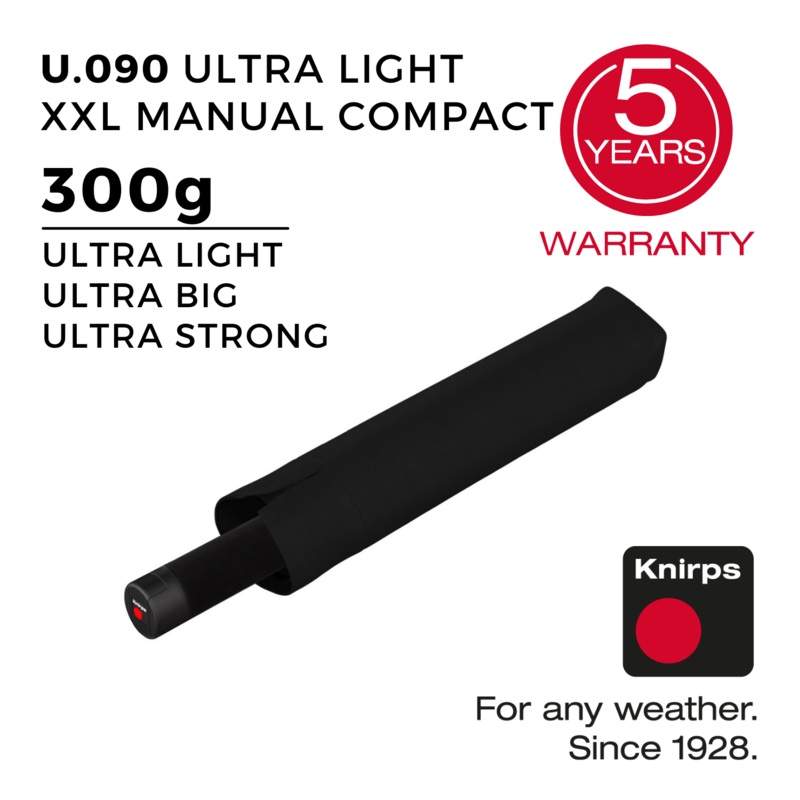 Knirps U.090 Ultralight XXL Manual Compact Umbrella – Black