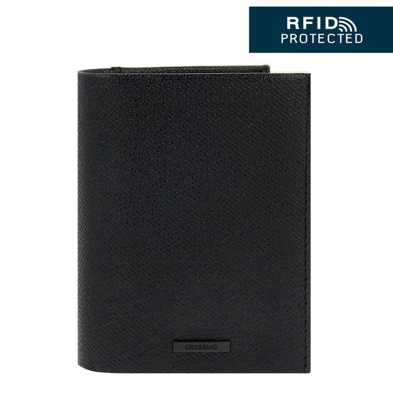 Crossing Elite Short Leather Wallet With Coin Pouch RFID – Black