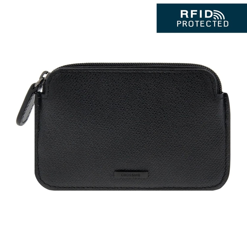 Crossing Elite Leather Key Coin Pouch With Card Slots RFID – Black
