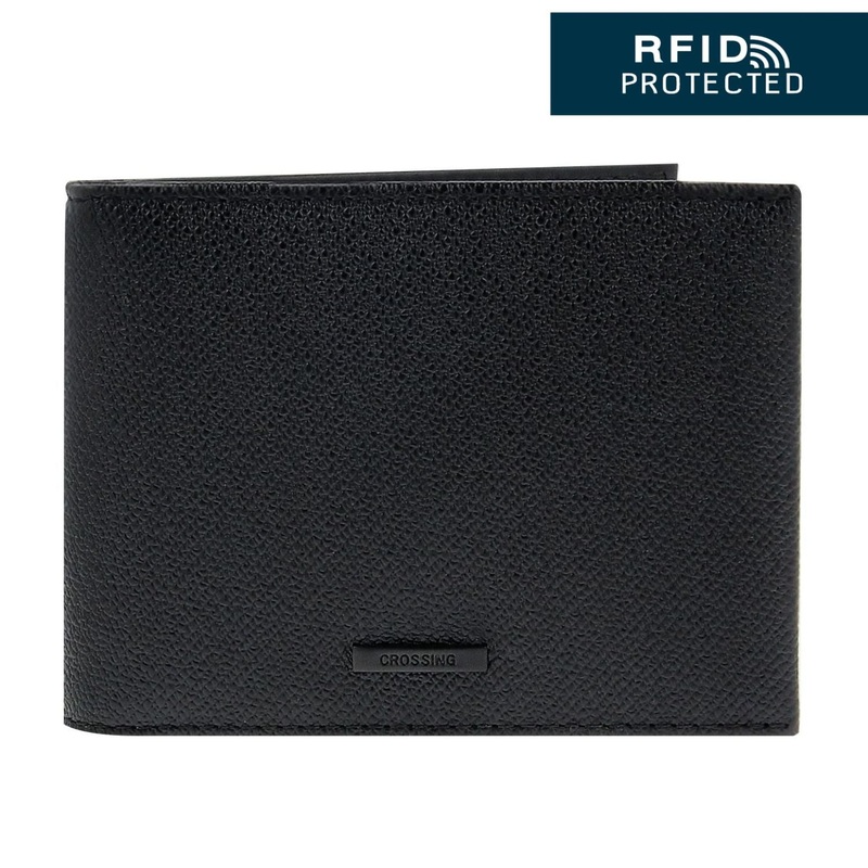 Crossing Elite Slim Leather Wallet With Coin Pocket [5 Card Slots] RFID – Black