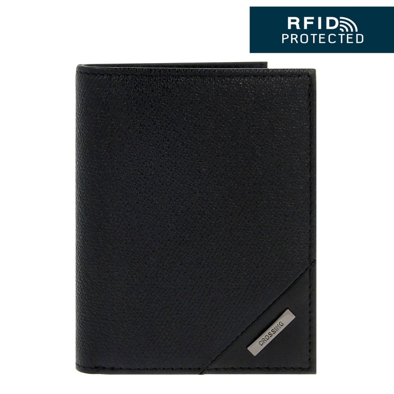 Crossing Riforma Short Leather Wallet With Coin Pouch RFID – Black