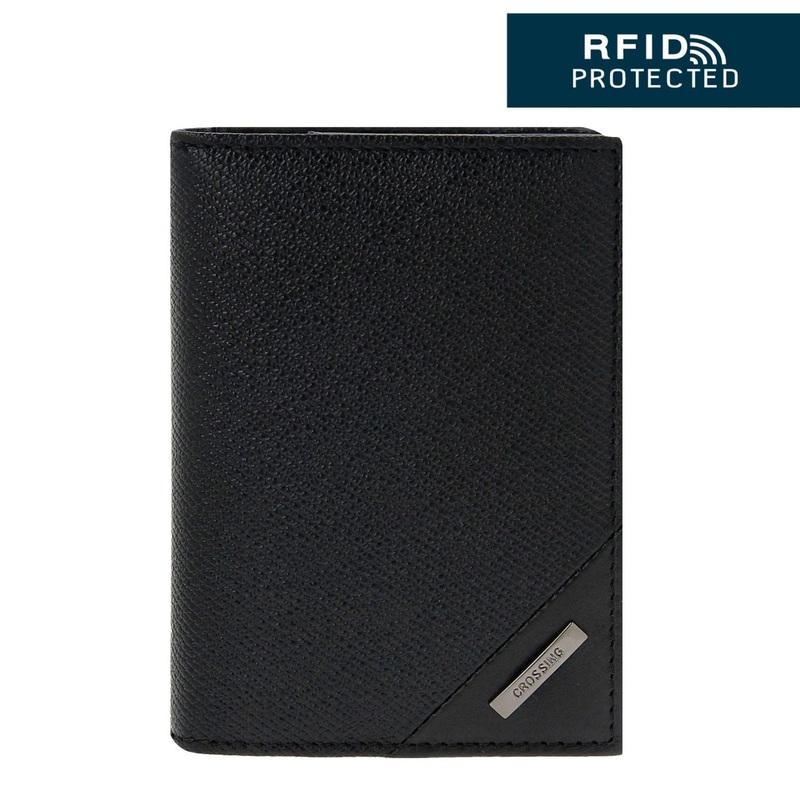 Crossing Riforma Vertical Leather Card Case With Magnet Closure RFID – Black