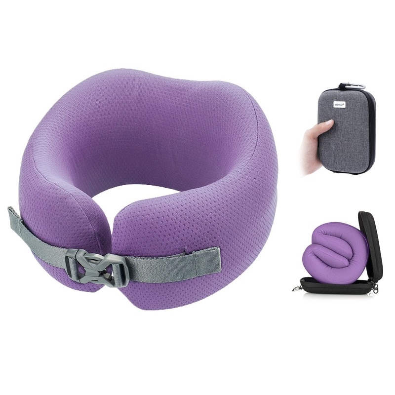 Easynap Foldable Pocket Travel Neck Pillow With Pouch Medium – Lavender (Purple)