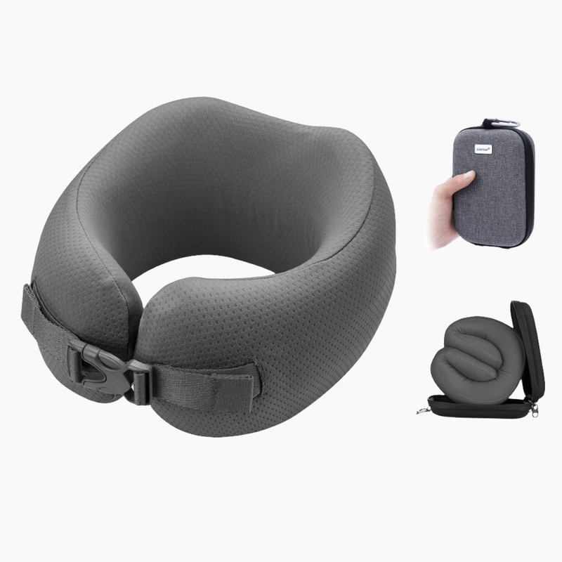 Easynap Foldable Pocket Travel Neck Pillow With Pouch Small – Pewter Gray