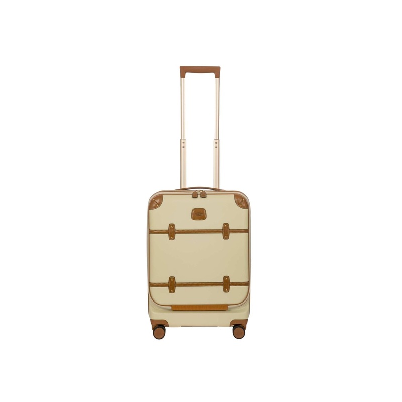 BRIC’S Bellagio 3 21 Expandable Carry-On Luggage Spinner + Pocket with USB (Cream)