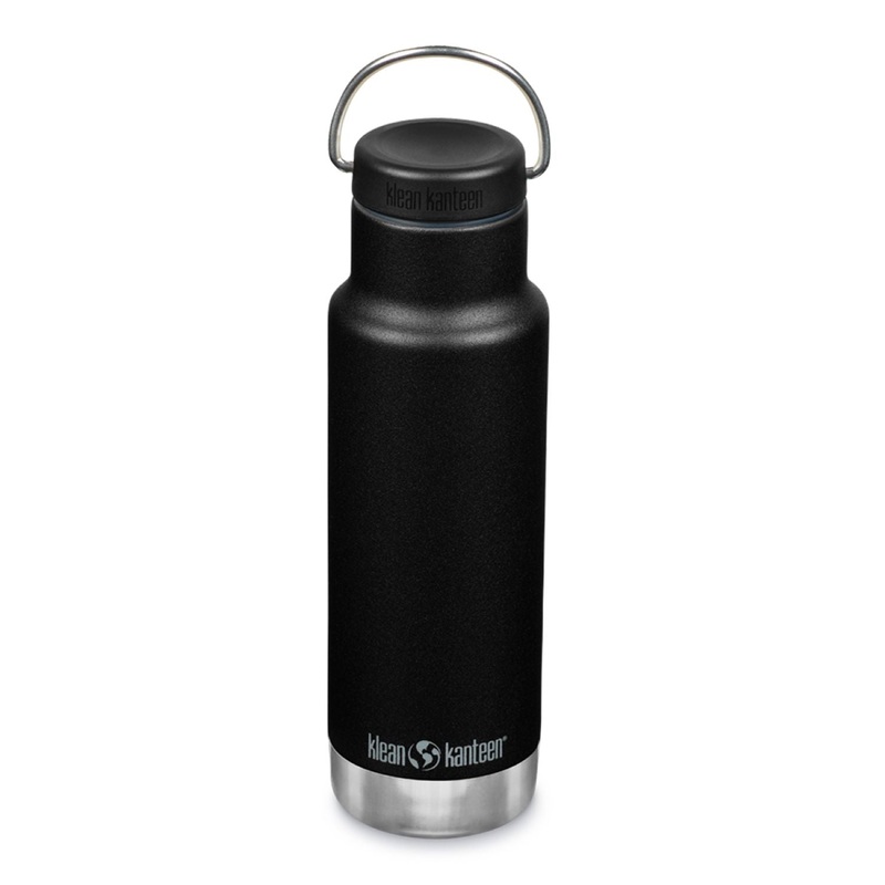 Klean Kanteen Insulated Classic 12oz Water Bottle (with Loop Cap) (Black)
