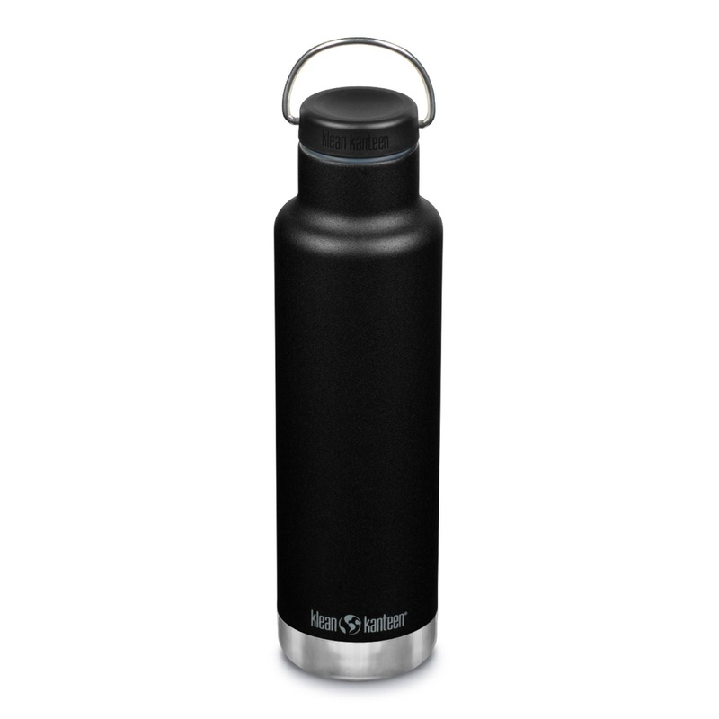 Klean Kanteen Insulated Classic 20oz Water Bottle (with Loop Cap) (Black)