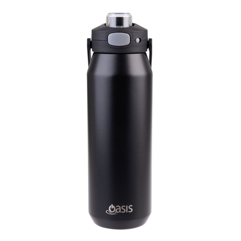 Oasis Ceramic Stainless Steel Triple Wall Capri Quick Release Drink Bottle 1L – Black