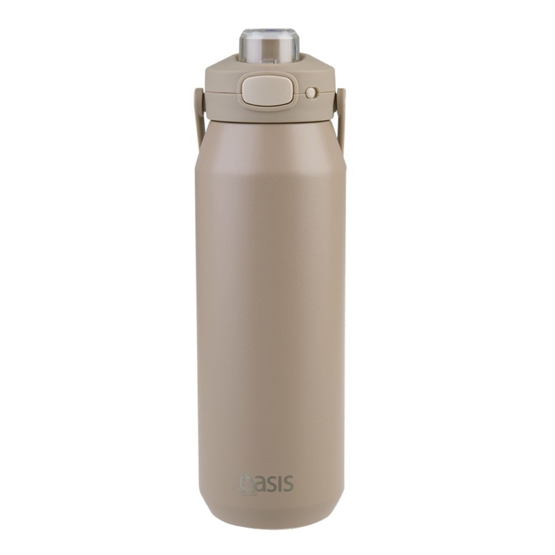 Oasis Ceramic Stainless Steel Triple Wall Capri Quick Release Drink Bottle 1L – Latte
