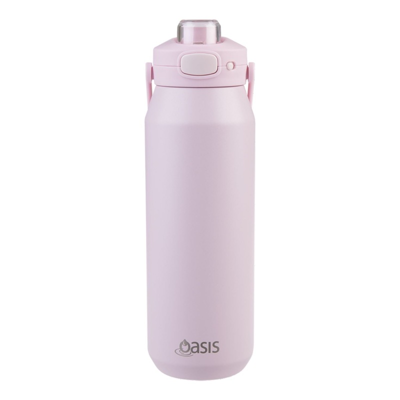 Oasis Ceramic Stainless Steel Triple Wall Capri Quick Release Drink Bottle 1L – Pink Lemonade