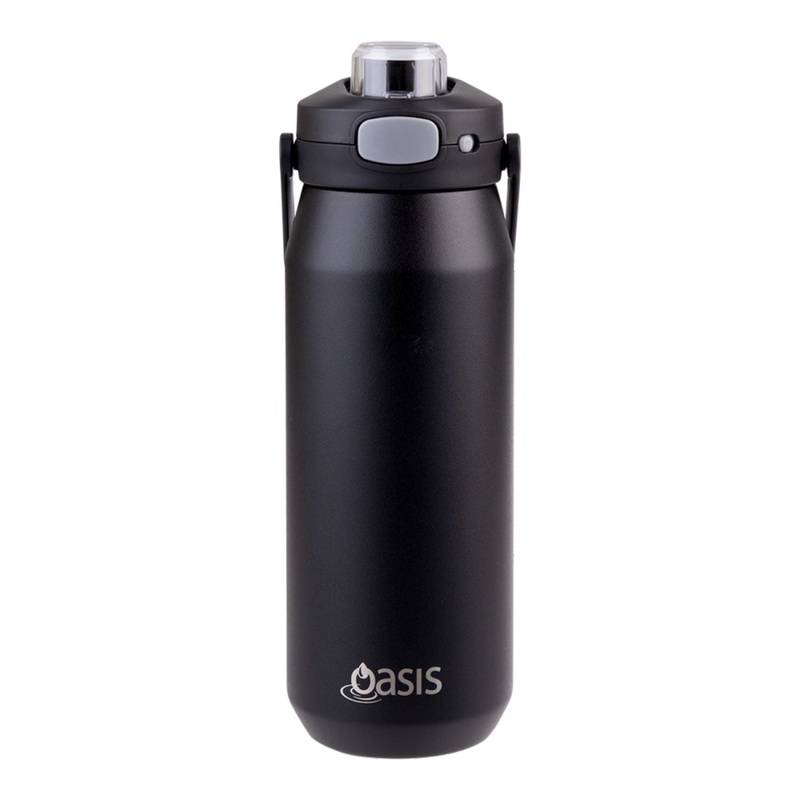 Oasis Ceramic Stainless Steel Triple Wall Capri Quick Release Drink Bottle 750ML – Black