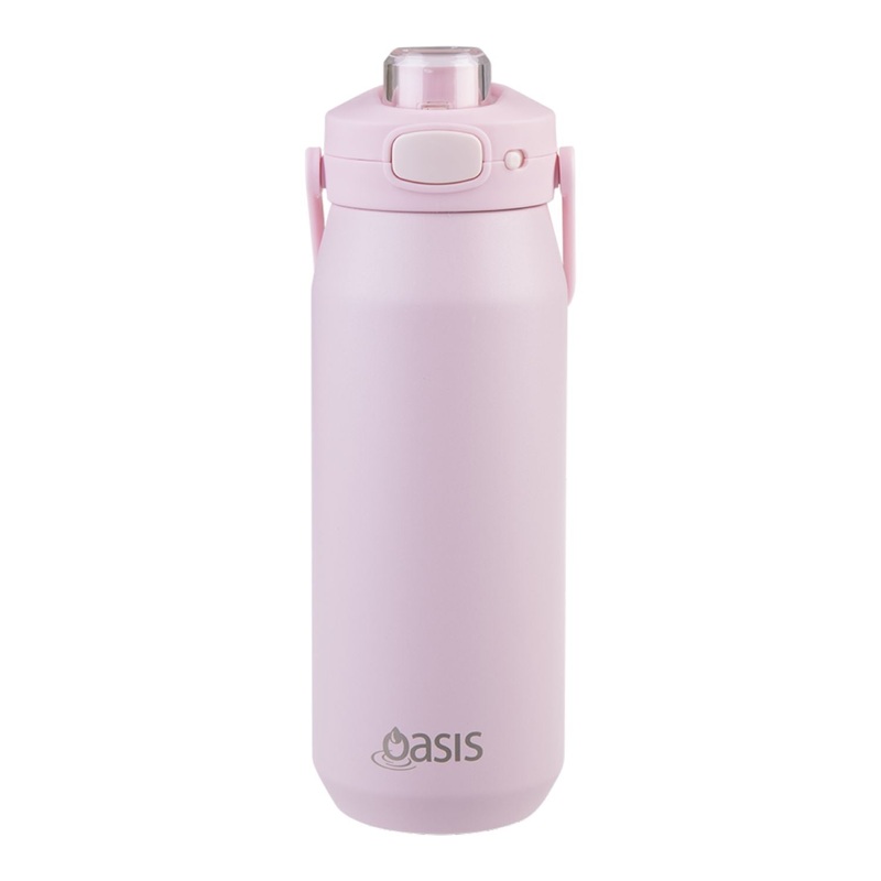 Oasis Ceramic Stainless Steel Triple Wall Capri Quick Release Drink Bottle 750ML – Pink Lemonade