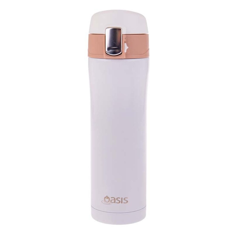 Oasis Stainless Steel Flip-Top Vacuum Flask Insulated Water Bottle 450ML – White