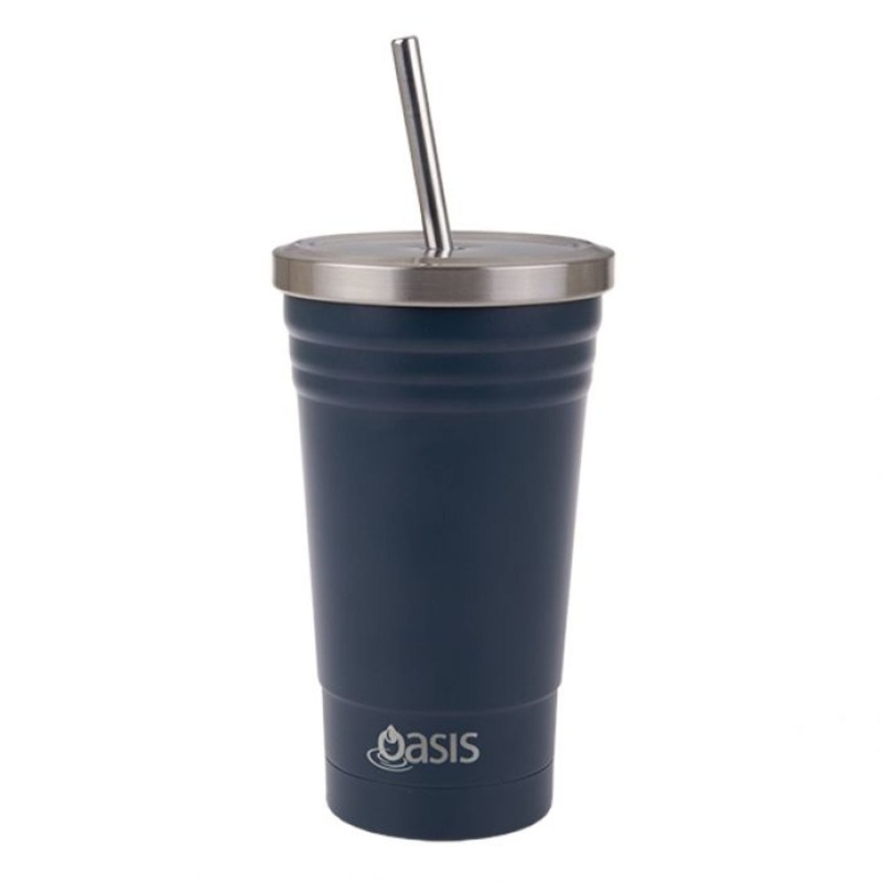Oasis Stainless Steel Insulated Smoothie Tumbler with Straw 500ML – Navy