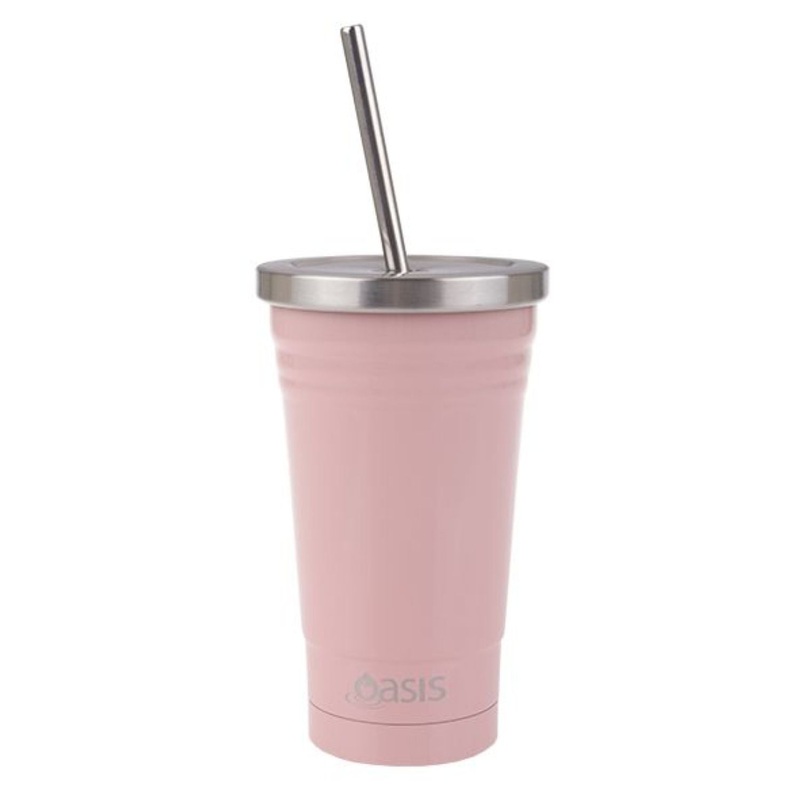 Oasis Stainless Steel Insulated Smoothie Tumbler with Straw 500ML – Soft Pink